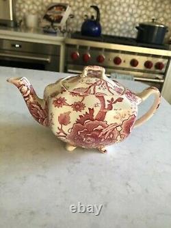 VTG Johnson Brothers ENGLISH CHIPPENDALE-RED-PINK 4 Cup Tea Pot