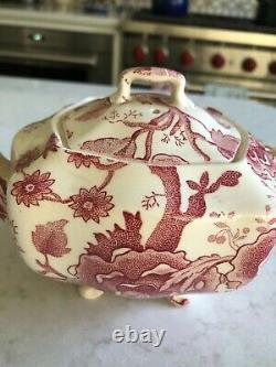 VTG Johnson Brothers ENGLISH CHIPPENDALE-RED-PINK 4 Cup Tea Pot