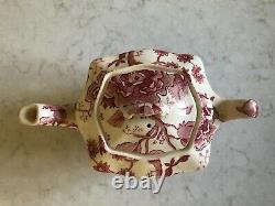 VTG Johnson Brothers ENGLISH CHIPPENDALE-RED-PINK 4 Cup Tea Pot