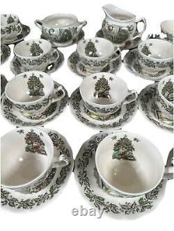 VTG Johnson Brothers England Merry Christmas Tea Cups & Saucers Etc. Set Of 20