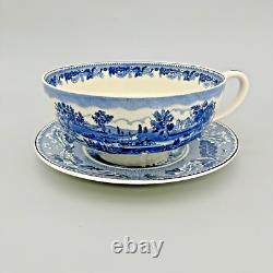 VTG Johnson Brothers HISTORIC AMERICA BLUE Colossal Cup & Saucer GREAT CONDITION