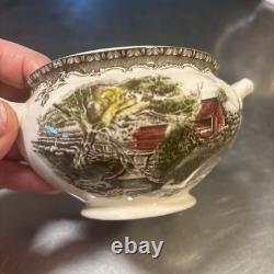 VTG Johnson Brothers The Friendly Village 9 Coffee Pot, Sugar Bowl & Creamer