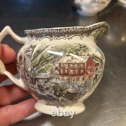 VTG Johnson Brothers The Friendly Village 9 Coffee Pot, Sugar Bowl & Creamer