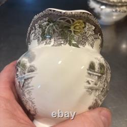 VTG Johnson Brothers The Friendly Village 9 Coffee Pot, Sugar Bowl & Creamer