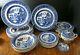 Vintage 32 Pieces Of Johnson Bros. Willow Pattern China Dinner Bread Salad Plate
