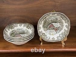 Vintage 37-Piece Set Johnson Bros FRIENDLY VILLAGE Dinner Plates, Bowls, Etc