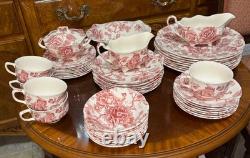 Vintage 48 Pcs Johnson Brothers English Pink Chippendale Porcelain China England