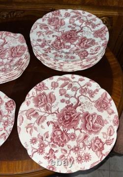 Vintage 48 Pcs Johnson Brothers English Pink Chippendale Porcelain China England