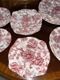 Vintage 48 Pcs Johnson Brothers English Pink Chippendale Porcelain China England