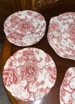 Vintage 48 Pcs Johnson Brothers English Pink Chippendale Porcelain China England