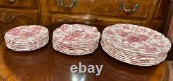 Vintage 48 Pcs Johnson Brothers English Pink Chippendale Porcelain China England