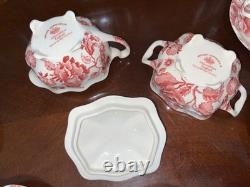 Vintage 48 Pcs Johnson Brothers English Pink Chippendale Porcelain China England