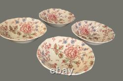 Vintage 4 Pink Rose Chintz Johnson Bros. Ironstone England Breakfast Bowls #1