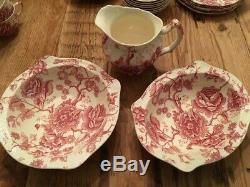 Vintage 75 Piece Johnson Bros English Chippendale Floral China Dinnerware