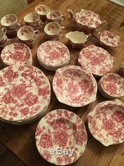 Vintage 75 Piece Johnson Bros English Chippendale Floral China Dinnerware