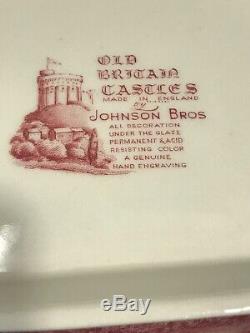 Vintage Antique Johnson Bros England Old Britain Castles Large Pink Soup Tureen