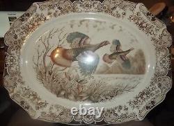 Vintage Antique Johnson Bros Windsor Ware Wild Turkeys Platter 20 1/2 x 16