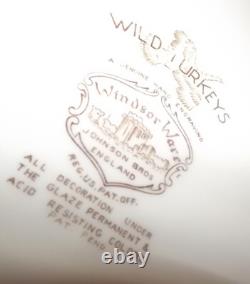 Vintage Antique Johnson Bros Windsor Ware Wild Turkeys Platter 20 1/2 x 16