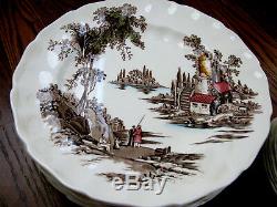 Vintage Beautiful Johnson Bros England The Old Mill 45 ps platter Plate Bowl