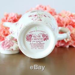 Vintage Ceramic Teapot By Johnson Bros, Rose Chintz Pink Pattern