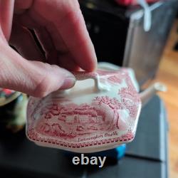 Vintage England Johnson Bros Teapot red Britain Castles Farnham Dennington