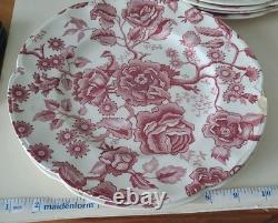 Vintage English Chippendale Johnson Brothers 10 Inch Plates Set Of 10 Rose china