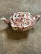 Vintage English Chippendale Johnson Brothers Rose Flower Teapot England Red
