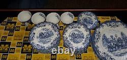 Vintage English Dinnerware Coaching Scenes Johnson Bros 50 Pcs