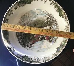 Vintage Friendly Village Johnson Brothers Huge 12 Salad Or Punch Bowl Rare