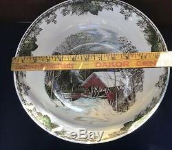 Vintage Friendly Village Johnson Brothers Huge 12 Salad Or Punch Bowl Rare