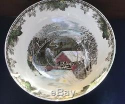 Vintage Friendly Village Johnson Brothers Huge 12 Salad Or Punch Bowl Rare