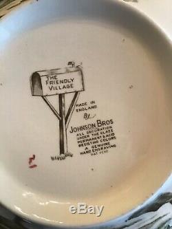 Vintage Friendly Village Johnson Brothers Huge 12 Salad Or Punch Bowl Rare