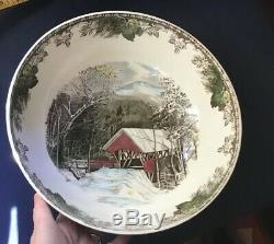 Vintage Friendly Village Johnson Brothers Huge 12 Salad Or Punch Bowl Rare