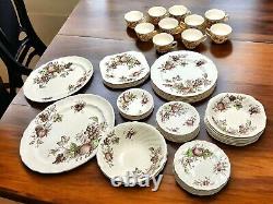 Vintage Hand Engraved 52pc China Set 1970's Johnson Bros England Harvest Time