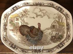 Vintage JOHNSON BROTHERS BARNYARD KING TURKEY SERVING PLATTER HUGE