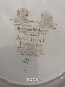 Vintage Johnson Bros. Ancient Towers Brown Transferware 12 Salad/ Bread Plates