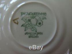 Vintage Johnson Bros Brothers Peach Bloom Brown Trim Tea & Dinner Service 42pcs