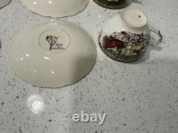 Vintage Johnson Bros England FRIENDLY VILLAGE 20 Piece Dinnerware Set For 4
