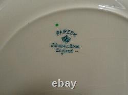 Vintage Johnson Bros. England Pareek Green Gold Dinner Plate Jb438 Lot Of 9