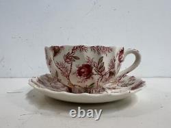Vintage Johnson Bros. English Porcelain Rosebud Chintz Set of 14 Cups&Saucers