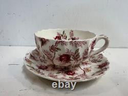 Vintage Johnson Bros. English Porcelain Rosebud Chintz Set of 14 Cups&Saucers