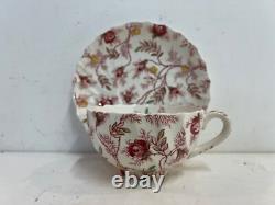 Vintage Johnson Bros. English Porcelain Rosebud Chintz Set of 14 Cups&Saucers