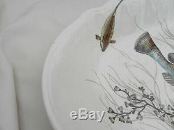 Vintage Johnson Bros FISH LARGE FISH PLATTER, 4 X PLATES & BOAT, Hand Engraving