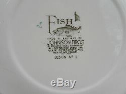 Vintage Johnson Bros FISH LARGE FISH PLATTER, 4 X PLATES & BOAT, Hand Engraving