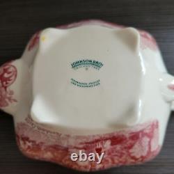 Vintage Johnson Bros Farmham Castle in 1792 Red & Cream Made in England