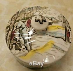 Vintage Johnson Bros. Friendly Village Rare 2 Piece Round Butter Dish