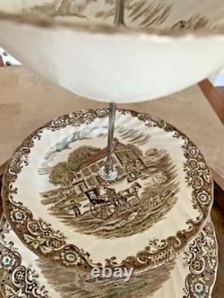 Vintage Johnson Bros Heritage Hall 3-Tiered Fruit Dip Stand Ironstone England