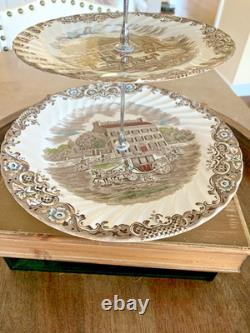 Vintage Johnson Bros Heritage Hall 3-Tiered Fruit Dip Stand Ironstone England
