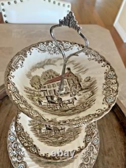 Vintage Johnson Bros Heritage Hall 3-Tiered Fruit Dip Stand Ironstone England