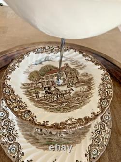 Vintage Johnson Bros Heritage Hall 3-Tiered Fruit Dip Stand Ironstone England